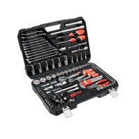 Dugókulcs készlet autószerelőknek 126 részes 1/2 col: 20-32 mm, 1/4 col: 4-13 mm, 3/8 col: 9-19 mm CrV YATO